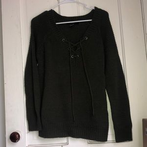 Forever 21 Chunky Knit Vneck Olive Sweater